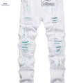 Men's Ripped Slim Fit Jeans - Casual Style for All Occasions   OAXG White / 28