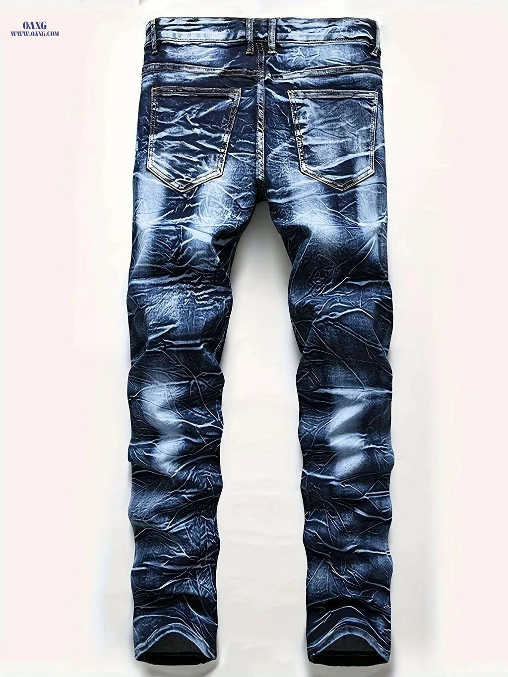 Men's Ripped Slim Fit Jeans - Stretchy Comfort Denim Pants   OAXG 