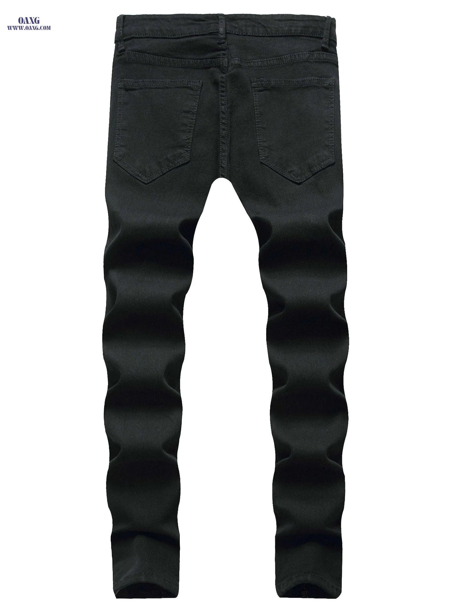 Men's Ripped Slim-Fit Jeans - Trendy Embroidered Doll Pattern   OAXG Blue / FR S