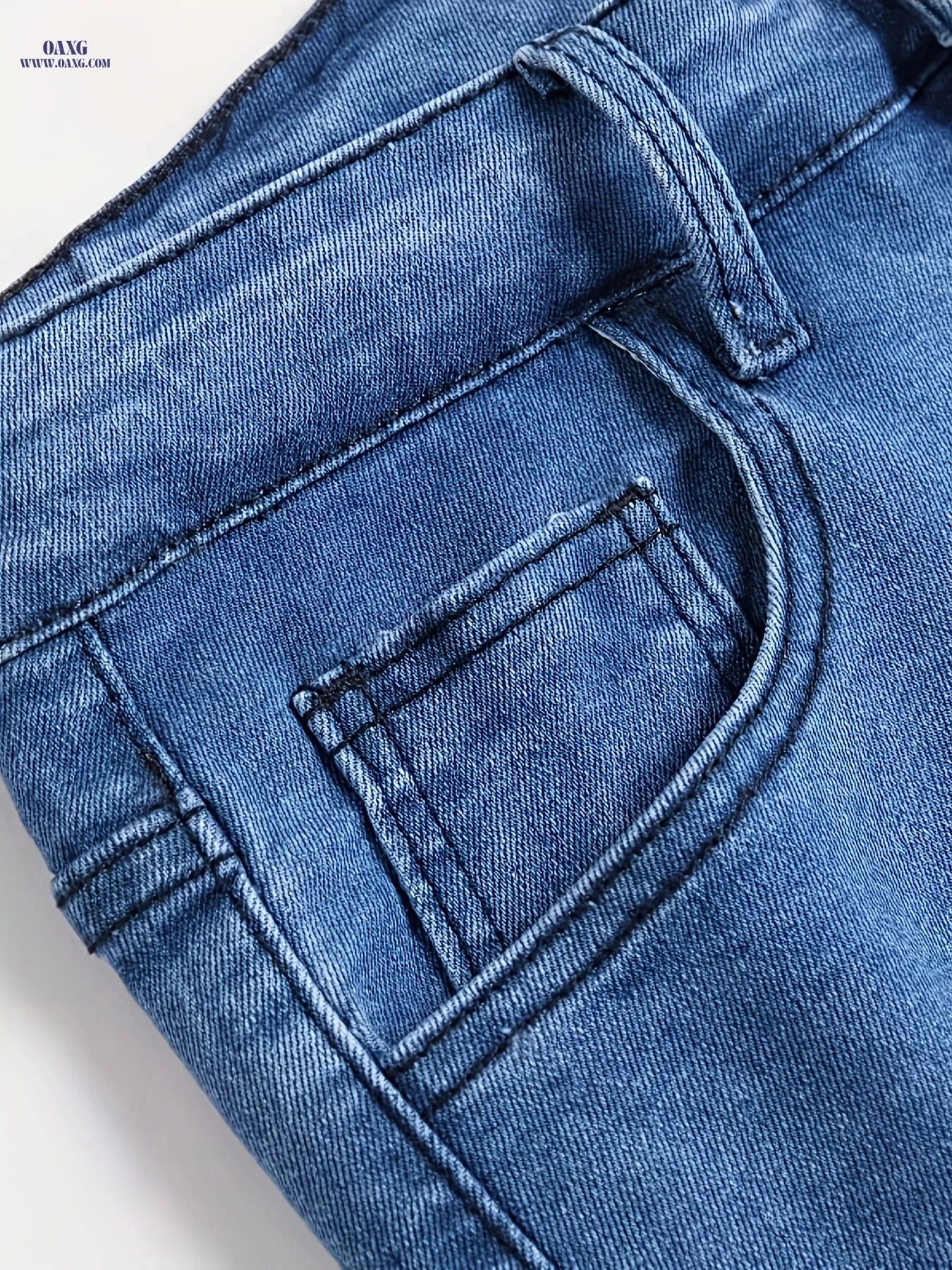 Men's Ripped Stretch Skinny Jeans - Casual Solid Color Denim Trousers   OAXG Royal Blue / FR XS