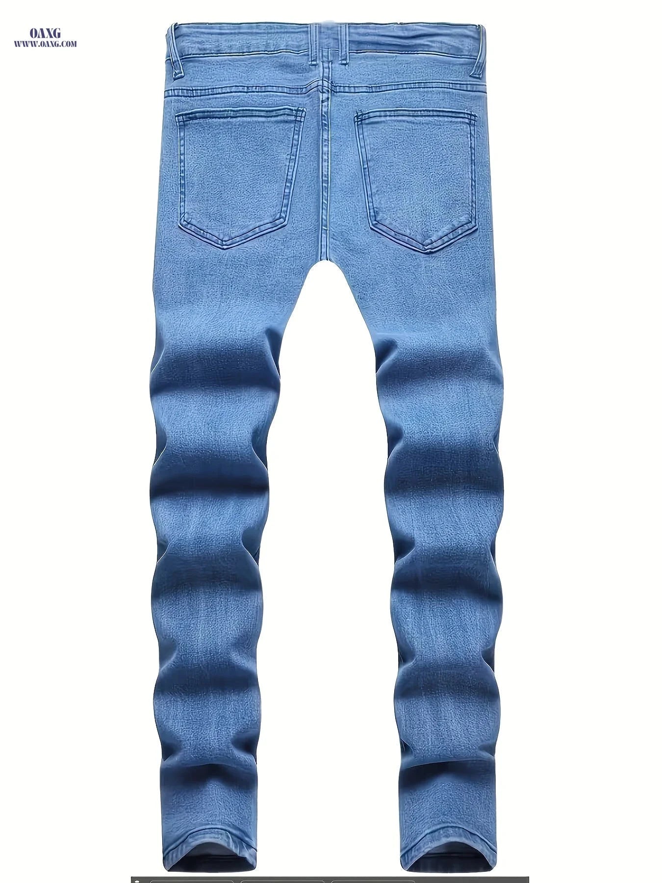 Men's Ripped Stretch Skinny Jeans - Casual Solid Color Denim Trousers   OAXG 