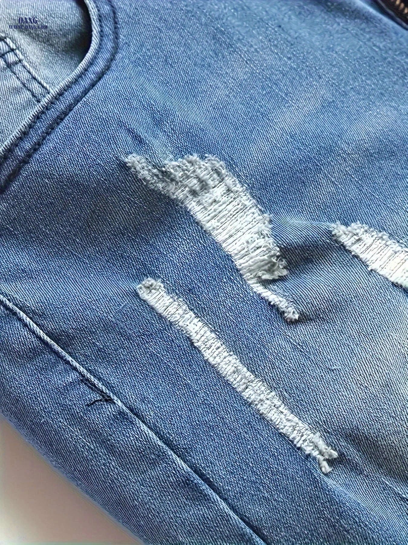 Men's Ripped Stretchy Jeans - Trendy Skinny Fit for Spring   OAXG Blue / FR S