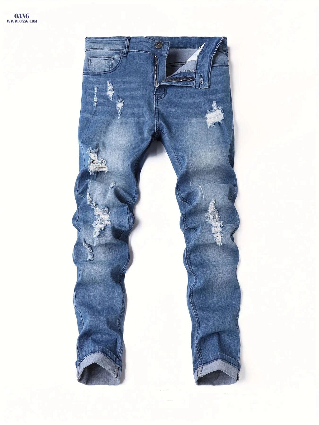 Men's Ripped Stretchy Jeans - Trendy Skinny Fit for Spring   OAXG 