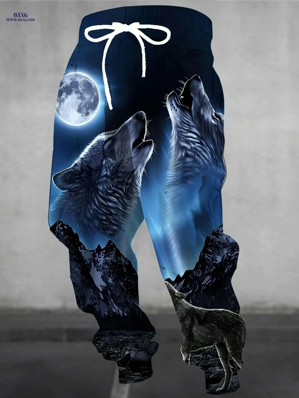 Men's Roaring Wolves Moon Print Jogger Pants - Casual Sports Trousers   OAXG Mixed Color / S