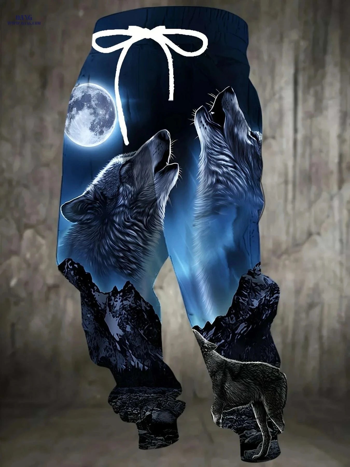Men's Roaring Wolves Moon Print Jogger Pants - Casual Sports Trousers   OAXG Mixed Color / S