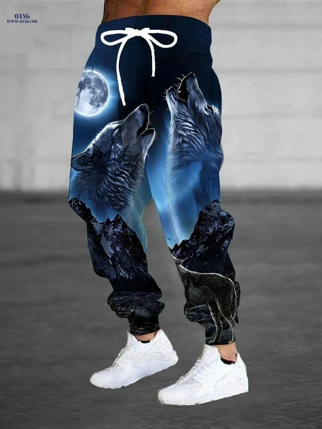 Men's Roaring Wolves Moon Print Jogger Pants - Casual Sports Trousers   OAXG Mixed Color / S