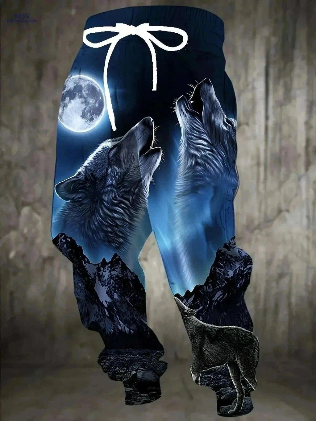 Men's Roaring Wolves Moon Print Jogger Pants - Casual Sports Trousers   OAXG Mixed Color / S