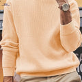 Men’s Round Neck Pullover Sweater - Knit, Long Sleeve, Solid Color   OAXG 