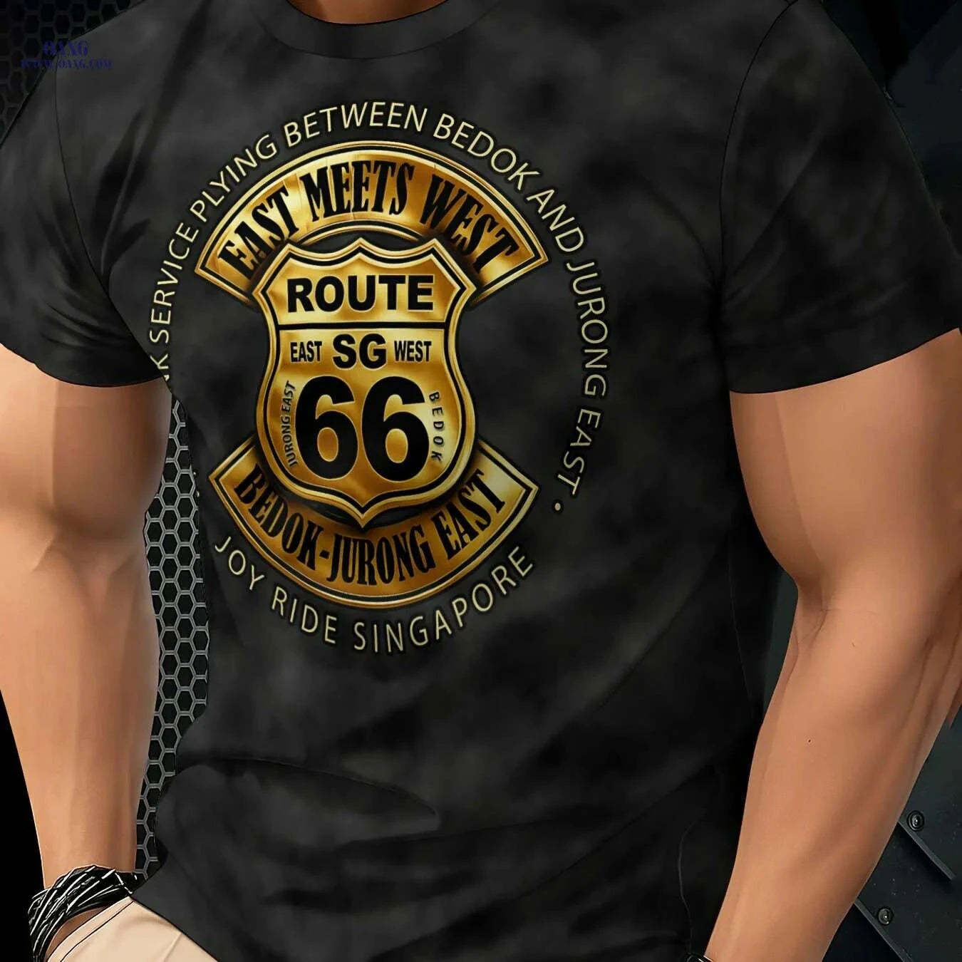 Men's Route 66 3D Vintage T-Shirt - Casual Short Sleeve Tee   OAXG 