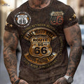 Men's Route 66 3D Vintage T-Shirt - Casual Short Sleeve Tee   OAXG Mix / S