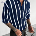 Men's Semi-Sheer Knit Pullover - Casual Striped Summer Style   OAXG Blue / FR S