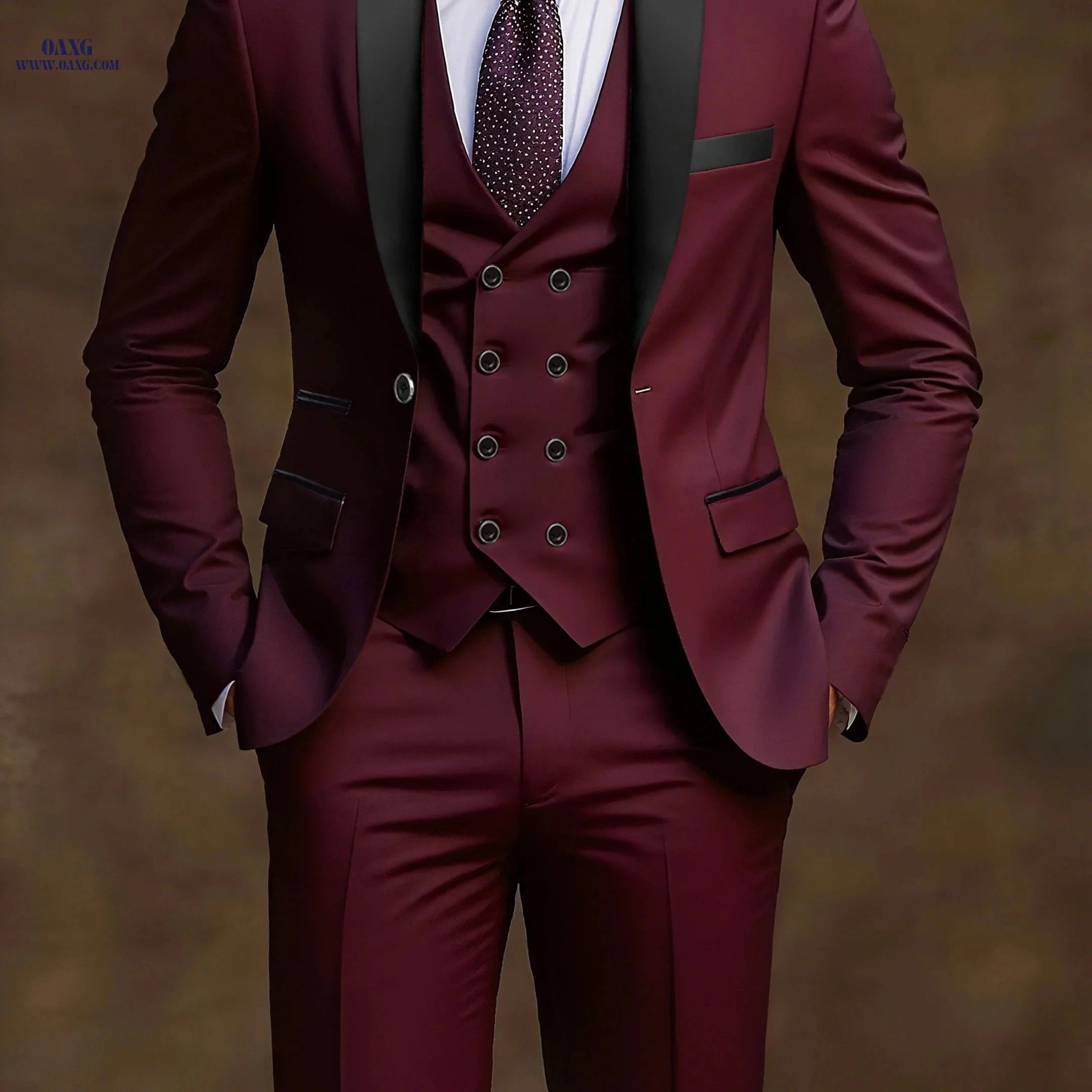 Men's Shawl Collar Suit Set - Three-Piece Business Formal Attire   OAXG 