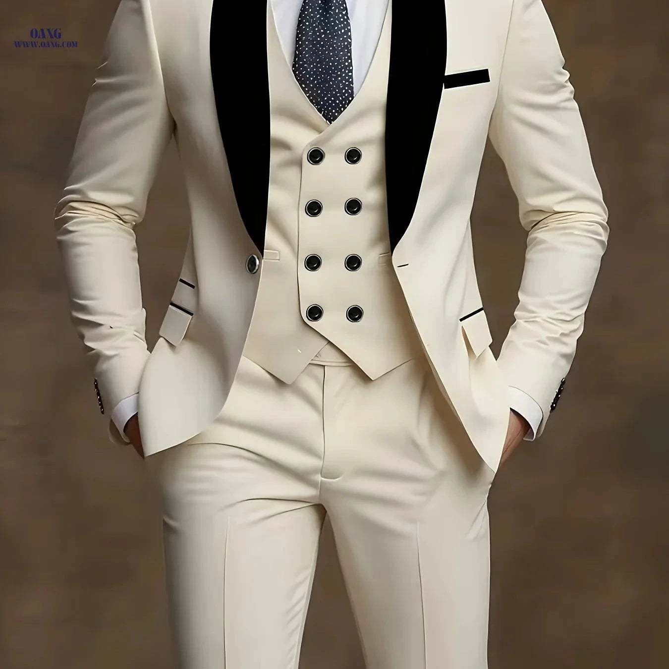 Men's Shawl Collar Suit Set - Three-Piece Business Formal Attire   OAXG 