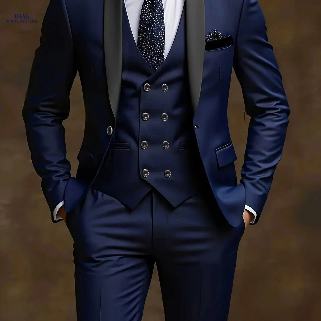 Men's Shawl Collar Suit Set - Three-Piece Business Formal Attire   OAXG 