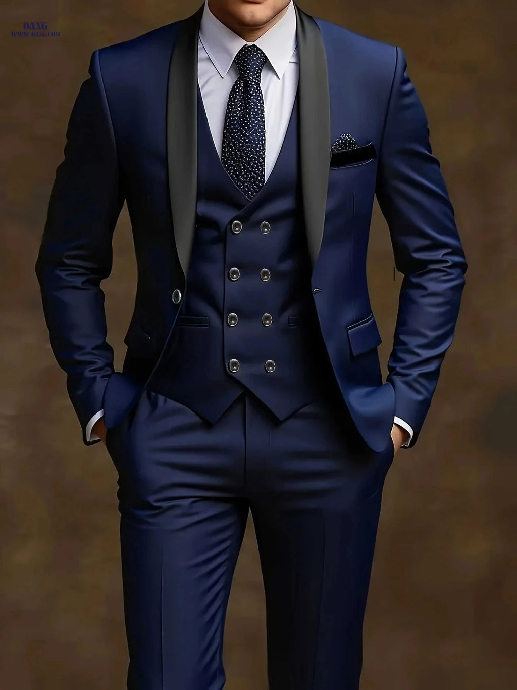 Men's Shawl Collar Suit Set - Three-Piece Business Formal Attire   OAXG Grey / FR XXS