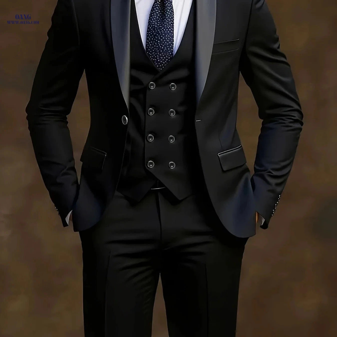 Men's Shawl Collar Suit Set - Three-Piece Business Formal Attire   OAXG 