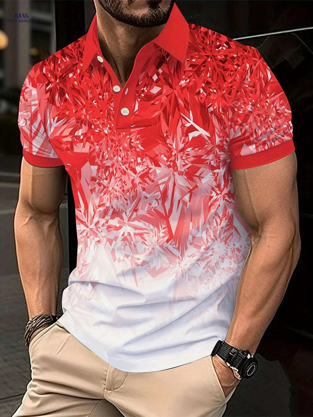 Men's Short Sleeve Golf T-Shirt - Stylish Geometric Print for Summer   OAXG Sky Blue / S
