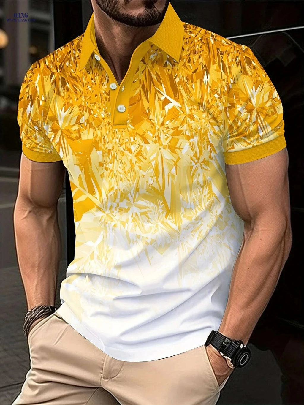 Men's Short Sleeve Golf T-Shirt - Stylish Geometric Print for Summer   OAXG Sky Blue / S
