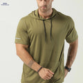 Men's Short Sleeve Hoodie - Comfortable Polyester Sportswear for All Seasons   OAXG 