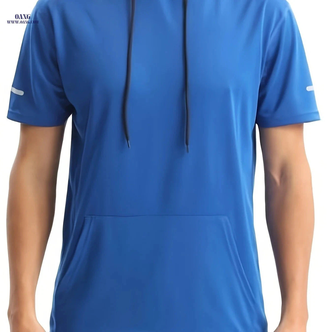 Men's Short Sleeve Hoodie - Comfortable Polyester Sportswear for All Seasons   OAXG Olive / FR S