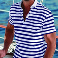 Men's Short-Sleeve Polo Shirt - Print Stripes for Casual Summer Style   OAXG 