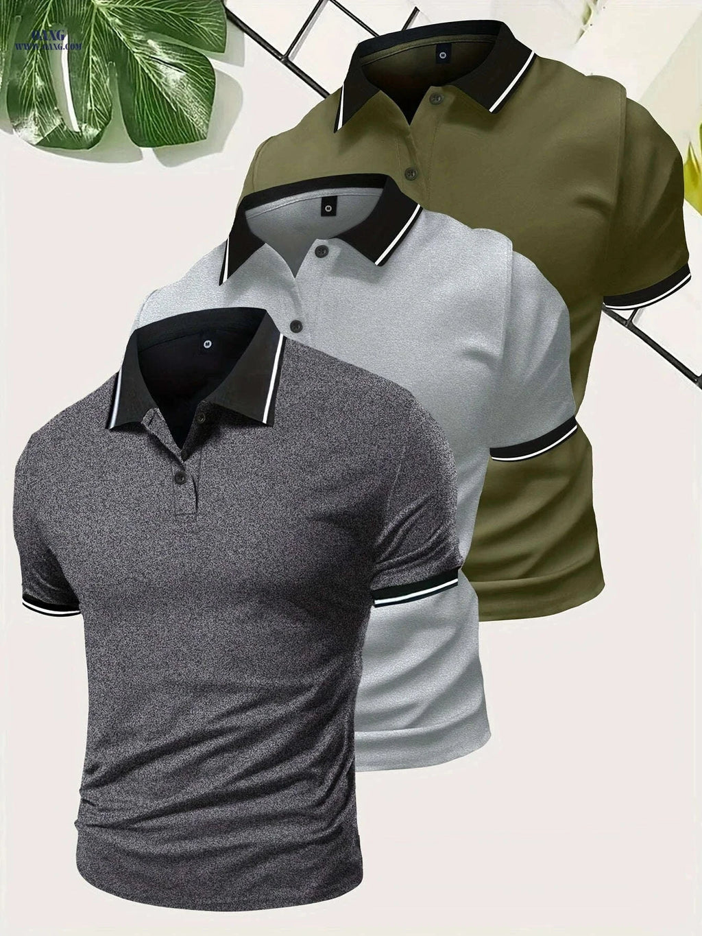 Men’s Short Sleeve Polo Shirts - Casual Solid Button-Up Tees   OAXG 