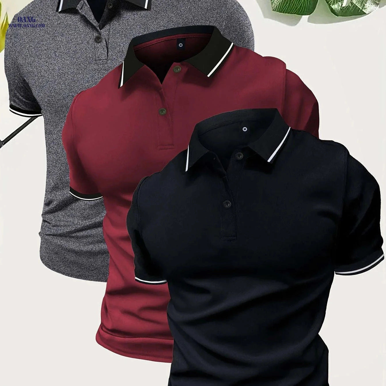 Men’s Short Sleeve Polo Shirts - Casual Solid Button-Up Tees   OAXG 
