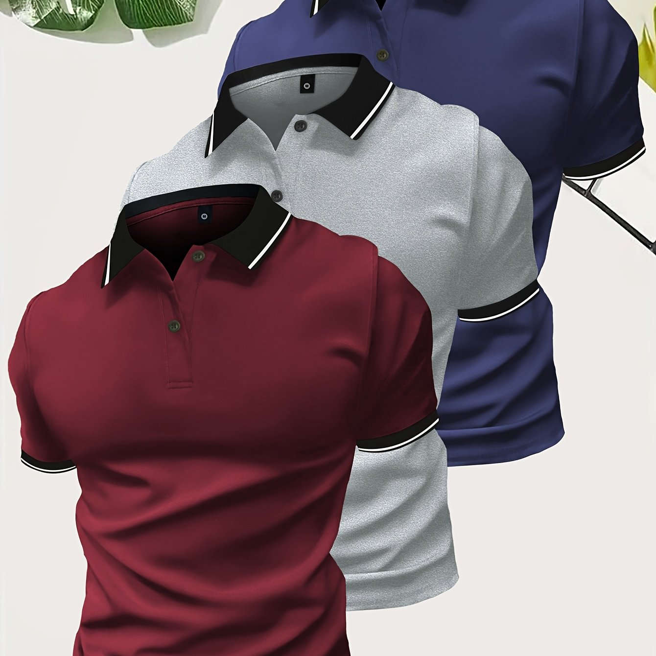 Men’s Short Sleeve Polo Shirts - Casual Solid Button-Up Tees   OAXG 