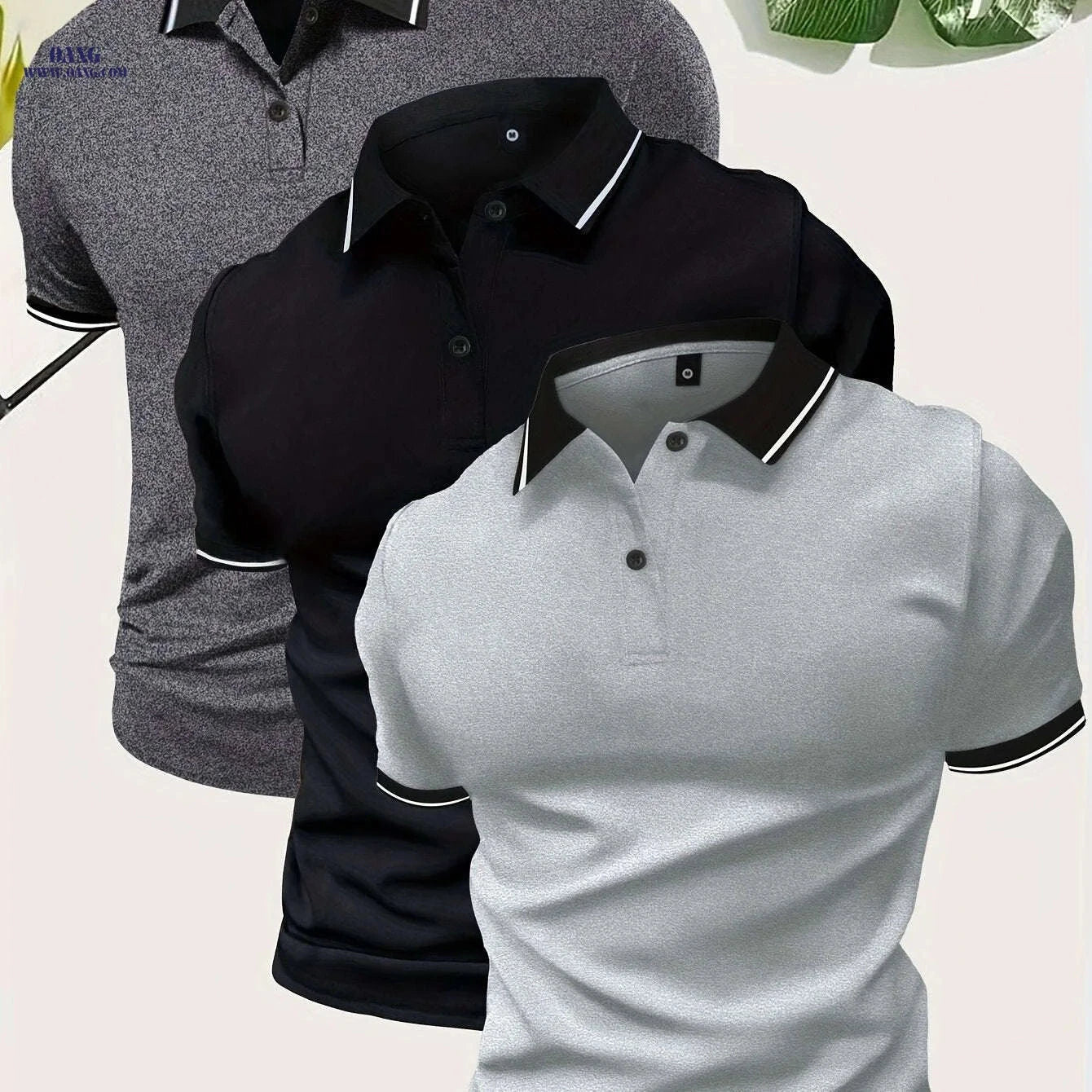 Men’s Short Sleeve Polo Shirts - Casual Solid Button-Up Tees   OAXG 