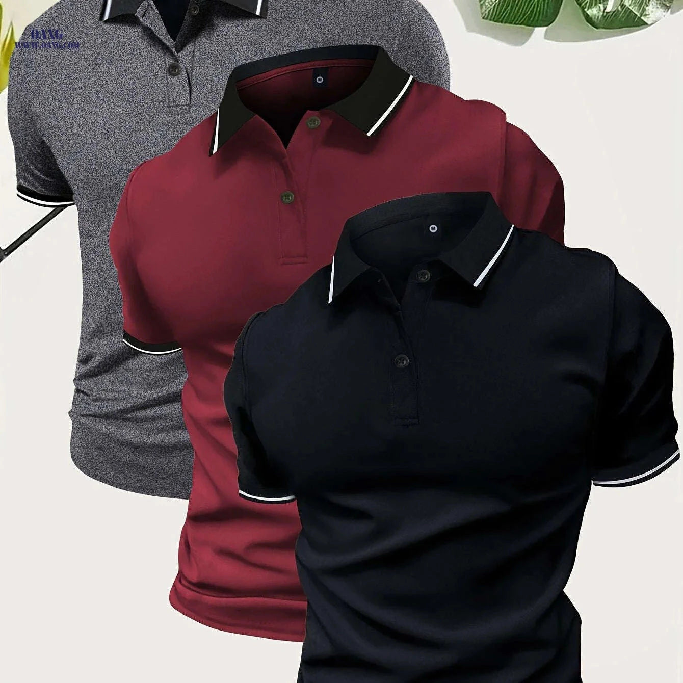 Men’s Short Sleeve Polo Shirts - Casual Solid Button-Up Tees   OAXG 