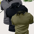 Men’s Short Sleeve Polo Shirts - Casual Solid Button-Up Tees   OAXG Mixed Color 1 / FR S