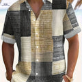 Men's Short-Sleeve Retro Geometric Shirt - Buttoned Pockets, Casual Style   OAXG Grey / FR M