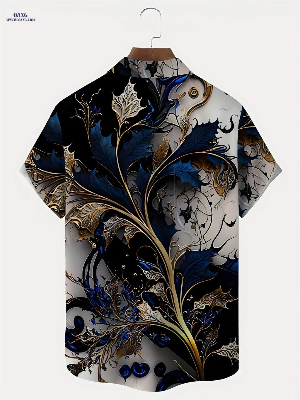 Men's Short-Sleeve Shirt - Vintage 3D Floral Print with Pocket   OAXG 