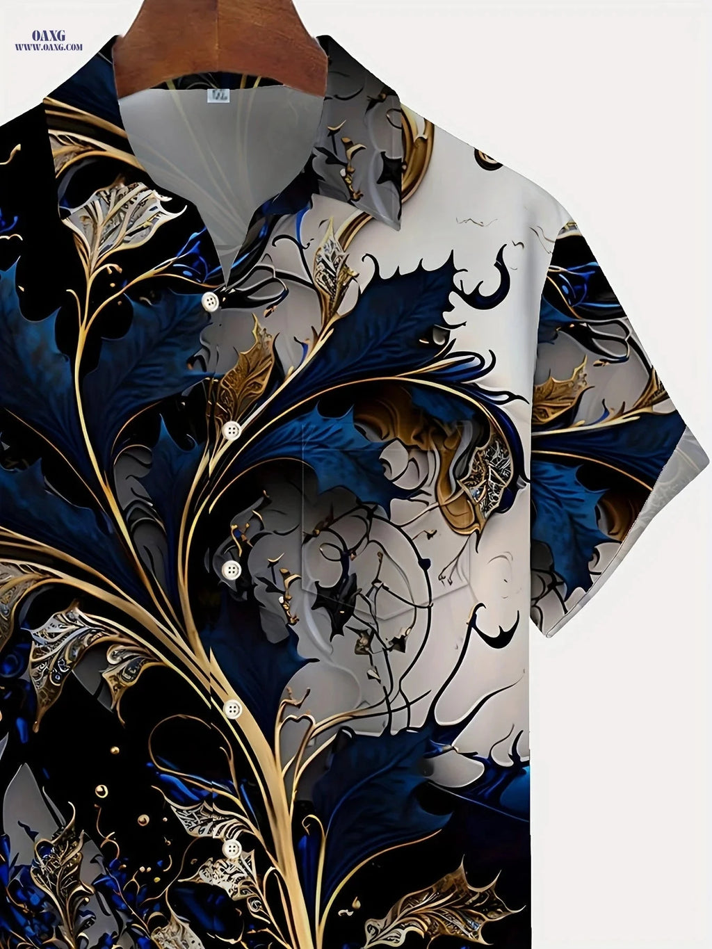 Men's Short-Sleeve Shirt - Vintage 3D Floral Print with Pocket   OAXG 