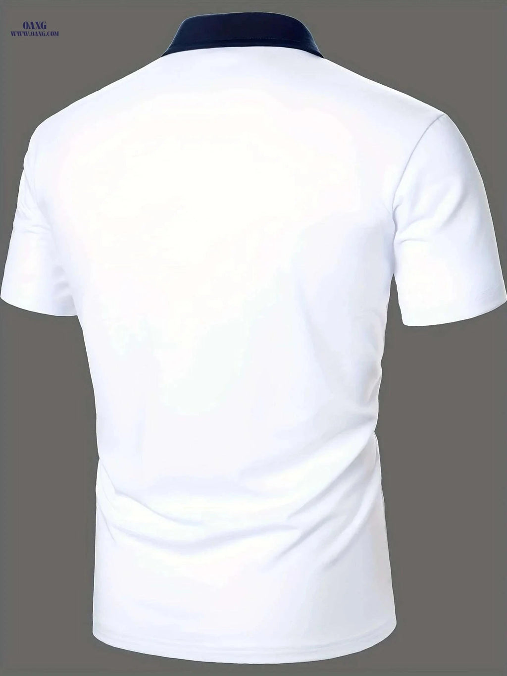 Men's Short Sleeve Shirt - White & Navy, Black Horse Logo Print   OAXG Navy Blue / S
