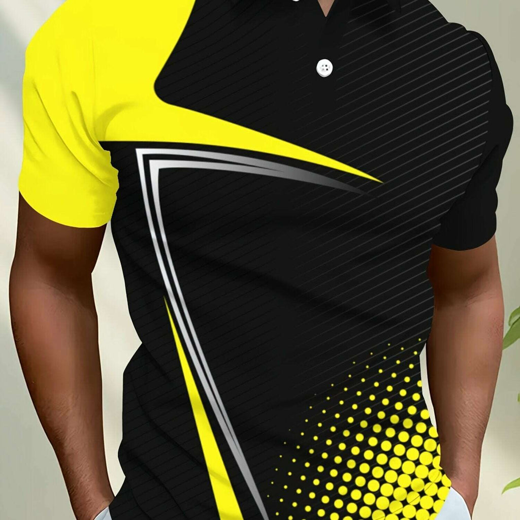 Men's Short Sleeve Street Style Shirt - 3D Print Geometric Design   OAXG Yellow / S