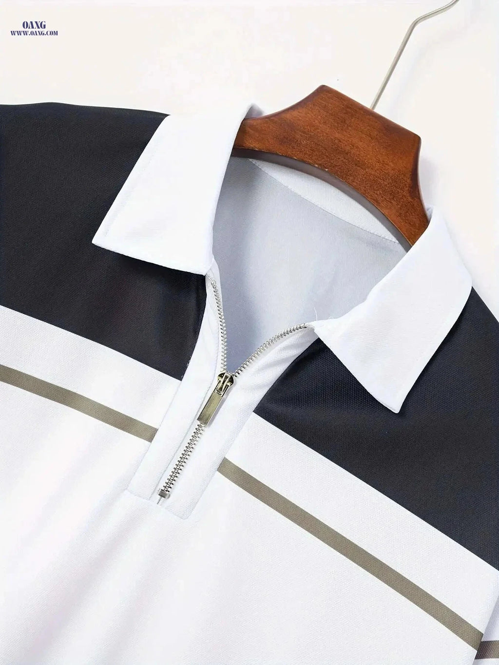 Men's Short-Sleeve Striped Polo Shirt - Summer Street Style   OAXG 