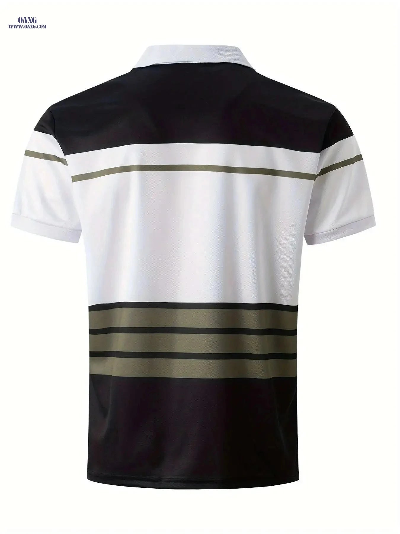 Men's Short-Sleeve Striped Polo Shirt - Summer Street Style   OAXG White / FR S