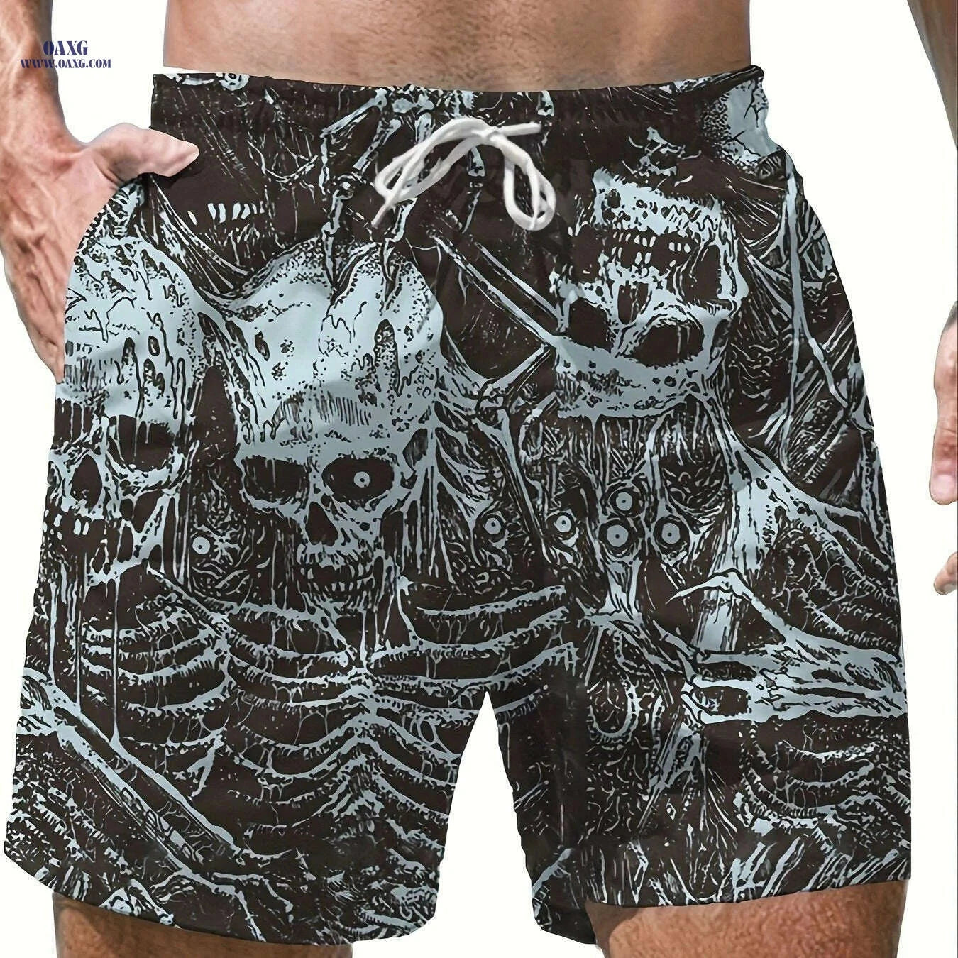 Men's Skeleton Pattern Sports Shorts - Stylish & Functional Fitness Wear   OAXG Mixed Color / S
