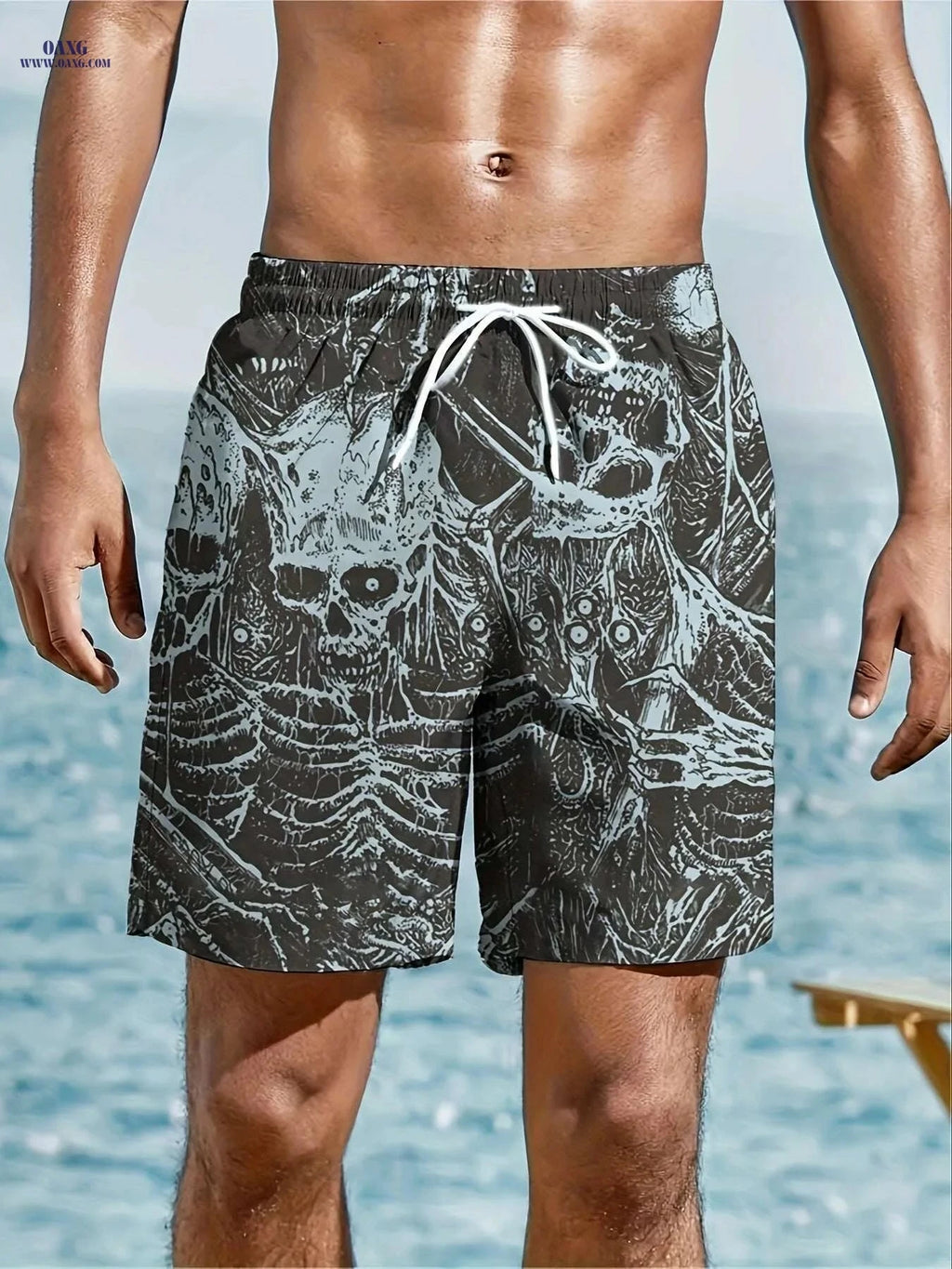 Men's Skeleton Pattern Sports Shorts - Stylish & Functional Fitness Wear   OAXG Mixed Color / S