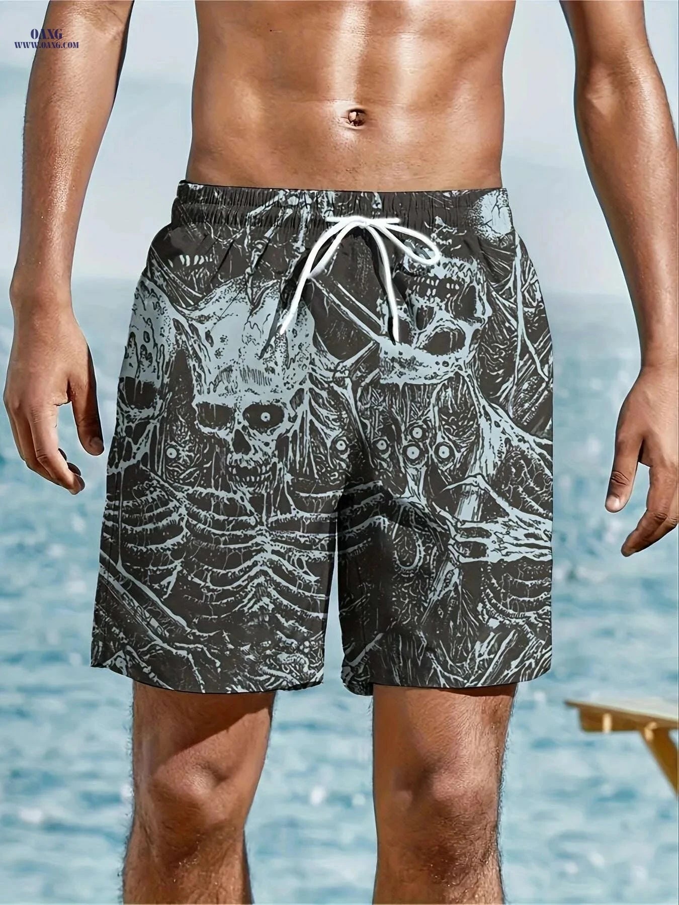 Men's Skeleton Pattern Sports Shorts - Stylish & Functional Fitness Wear   OAXG Mixed Color / S