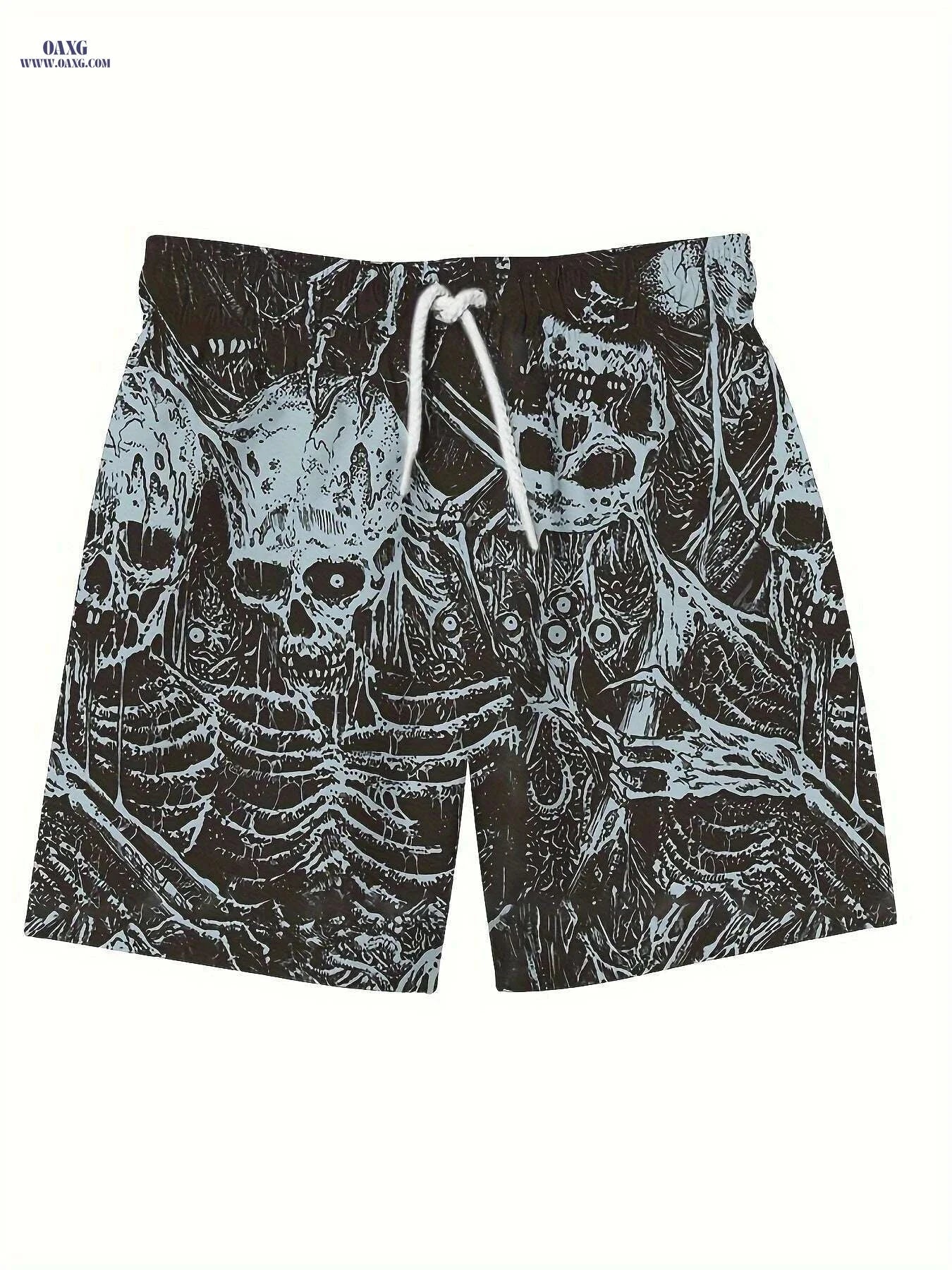 Men's Skeleton Pattern Sports Shorts - Stylish & Functional Fitness Wear   OAXG Mixed Color / S