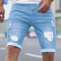 Men's Skinny Denim Shorts - Casual Solid Color with Pocket   OAXG 
