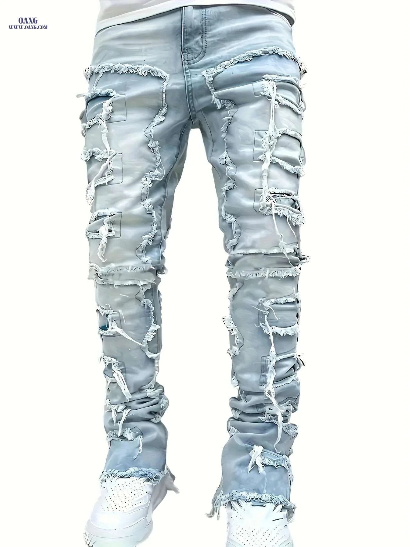 Men's Skinny Straight Leg Jeans - Tassel Fringe, All-Season Casual Wear   OAXG 