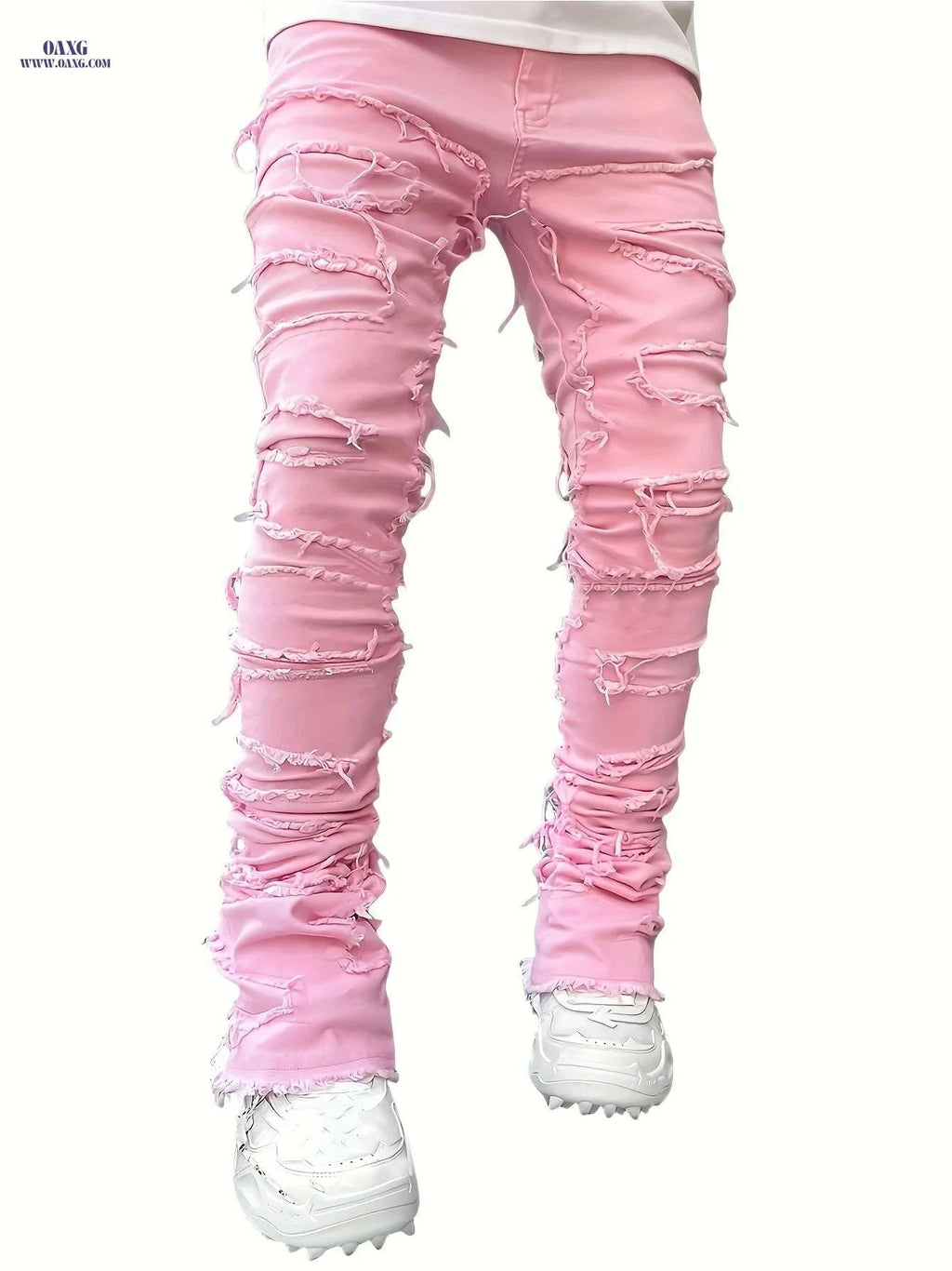 Men's Skinny Straight Leg Jeans - Tassel Fringe, All-Season Casual Wear   OAXG Space Gray / S