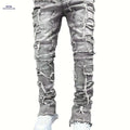 Men's Skinny Straight Leg Jeans - Tassel Fringe, All-Season Casual Wear   OAXG Space Gray / S