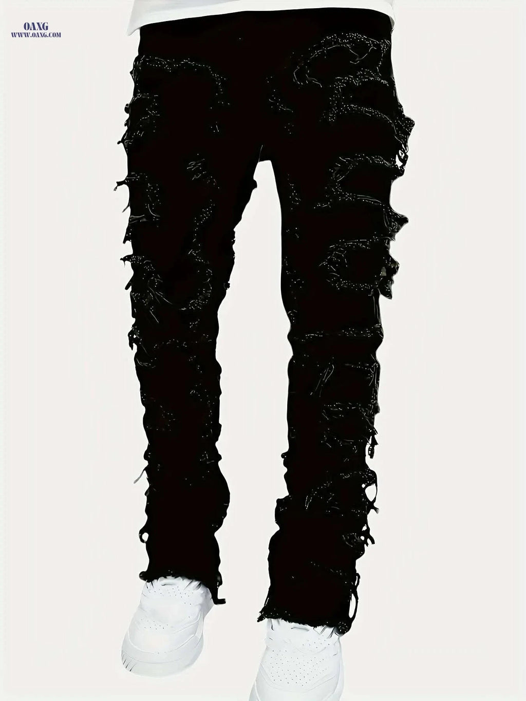 Men's Skinny Straight Leg Jeans - Tassel Fringe, All-Season Casual Wear   OAXG Space Gray / S