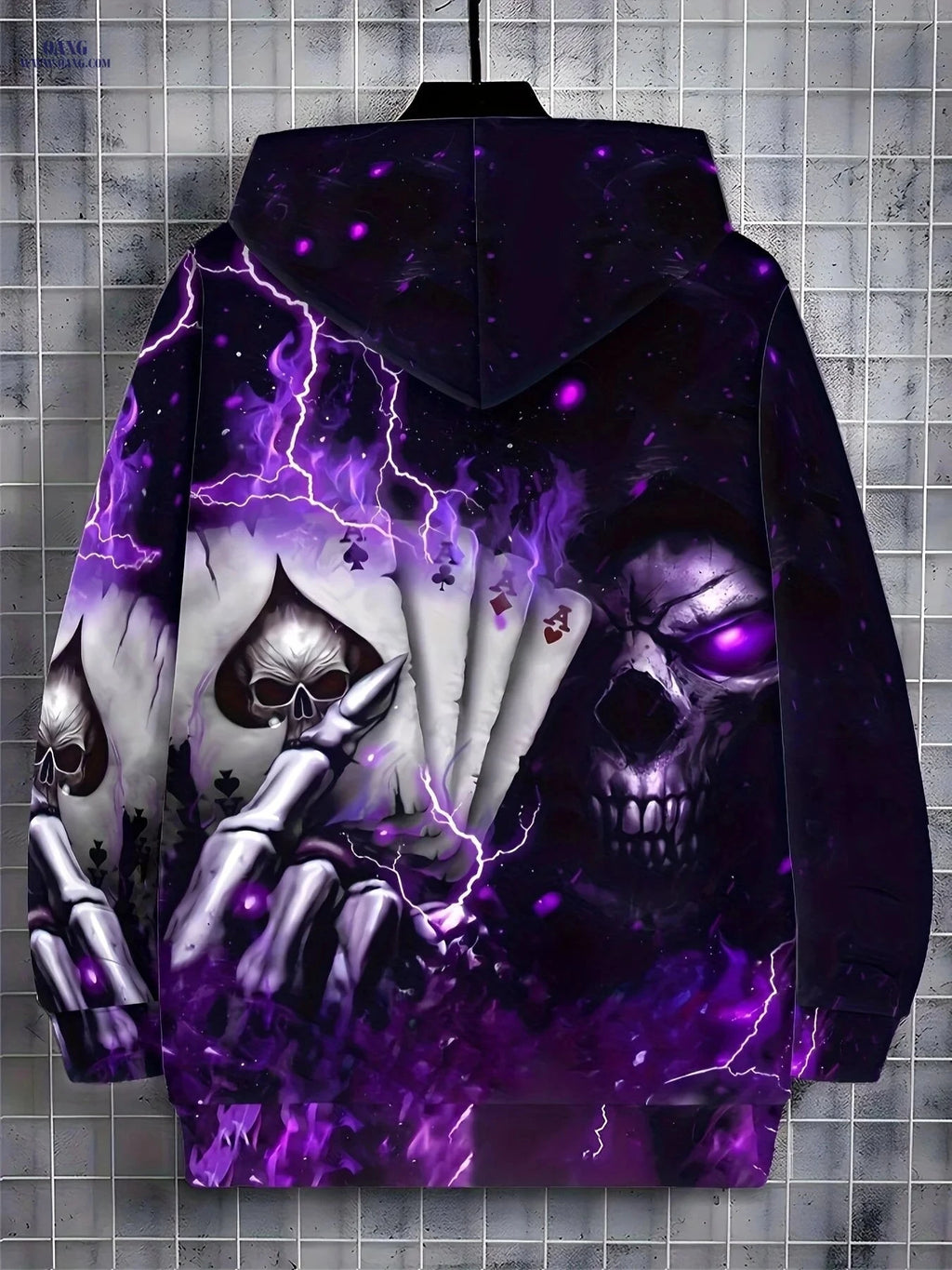 Men's Skull Design Zip-Up Hoodie - Casual Wear for Autumn & Winter   OAXG 