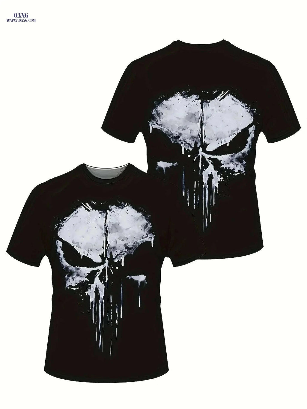 Men's Skull Graphic T-Shirt - Black Crewneck Casual Summer Tee   OAXG Black / S