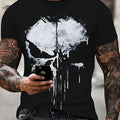 Men's Skull Graphic T-Shirt - Black Crewneck Casual Summer Tee   OAXG 